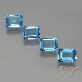 7.75 ct Swiss Blue Topaz, 8.2 x 6.1 mm Octagon Cut From Brazil, Photo A