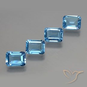 7.75 ctw Blue Topaz Stones, Natural Topaz in Octagon Facet Shape for Sale