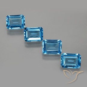 7.23 ct Swiss Blue Topaz, 8.1 x 6 mm Octagon Cut From Brazil, Photo A