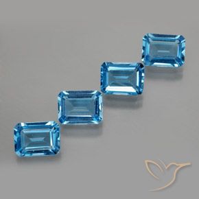 7.23 ctw Blue Topaz Stones, Natural Topaz in Octagon Facet Shape for Sale