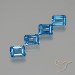 8.02ctw Natural Swiss Blue Topaz, Emerald Cut, VS