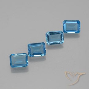 7.32ctw Natural Swiss Blue Topaz, Emerald Cut, VS