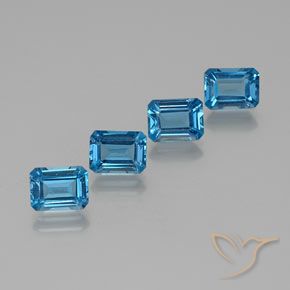 7.76ctw Natural Swiss Blue Topaz, Emerald Cut, VS