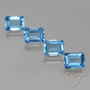 8.41ctw Natural Swiss Blue Topaz, Emerald Cut, VS