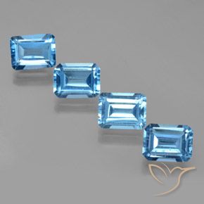 8.16ctw Natural Swiss Blue Topaz, Emerald Cut, VS