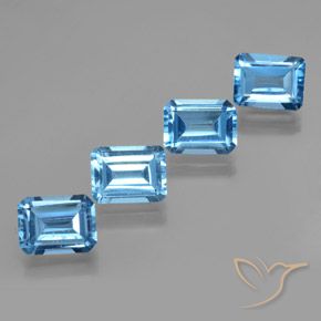 8.16 ctw Blue Topaz Stones, Natural Topaz in Octagon Facet Shape for Sale