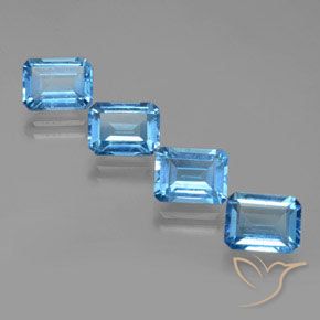 8.32ctw Natural Swiss Blue Topaz, Emerald Cut, VS
