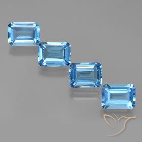 7.76ctw Natural Swiss Blue Topaz, Emerald Cut, VS