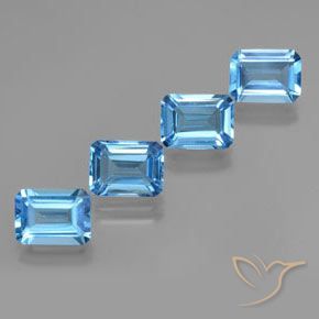 7.76 ctw Blue Topaz Stones, Natural Topaz in Octagon Facet Shape for Sale