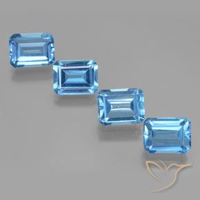 7.93ctw Natural Swiss Blue Topaz, Emerald Cut, VS
