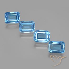 8.19ctw Natural Swiss Blue Topaz, Emerald Cut, VS