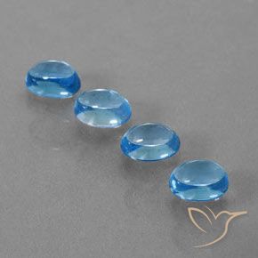 5.07 ctw Blue Topaz Stones, Natural Topaz in Oval Cabochon Shape for Sale
