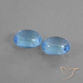 2.10 ctw Blue Topaz Stones, Natural Topaz in Oval Cabochon Shape for Sale