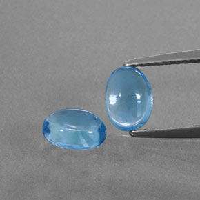Deep Azure Topaz Gem - 1.1ct Oval Cabochon (ID: 377155)