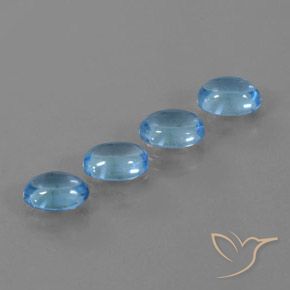 4.07 ctw Blue Topaz Stones, Natural Topaz in Oval Cabochon Shape for Sale