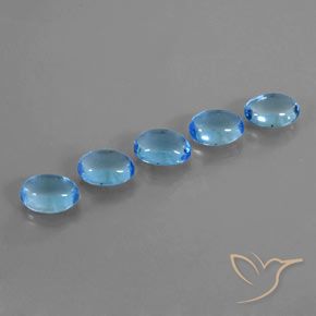 5 ct Swiss Blue Topaz, 7 x 5.1 mm Oval Cut From Brazil, Photo A
