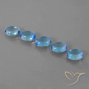 5.00 ctw Blue Topaz Stones, Natural Topaz in Oval Cabochon Shape for Sale