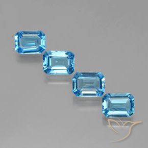 6.94ctw Natural Swiss Blue Topaz, Emerald Cut, VVS-VS