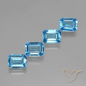 6.94 ctw Blue Topaz Stones, Natural Topaz in Octagon Facet Shape for Sale