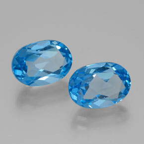 5.54 ctw Blue Topaz Stones, Natural Topaz in Oval Facet Shape for Sale