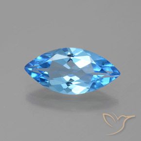 Deep Azure Blue Topazio Gem - 3.8ct Marquise sfaccettato (ID: 385379)