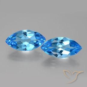 8.73 ct Loose Blue Topaz, 15.8 x 8.4 mm Marquise Cut From Brazil, Photo A