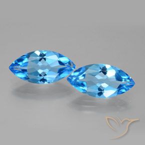 7.87 ct Loose Swiss Blue Topaz, 15.9 x 7.9 mm Marquise Cut From Brazil, Photo A
