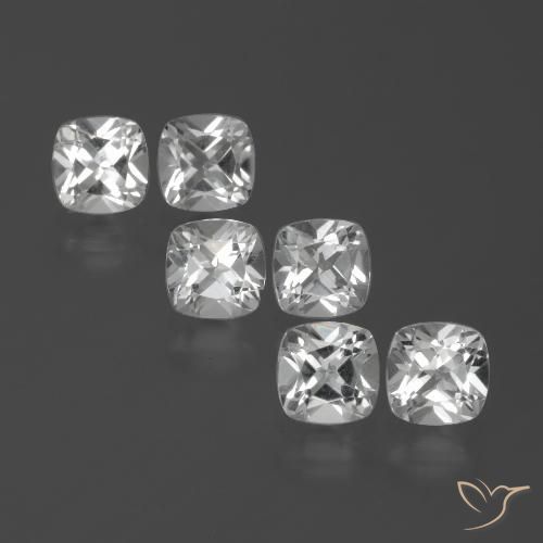 3.16ctw Natural Clear White Topaz, Cushion, VVS-VS