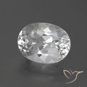 5.35 ct White Topaz Stone, Natural Topaz in Oval Facet Shape for Sale