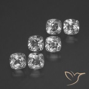 3.33 ctw White Topaz Stones, Natural Topaz in Cushion-Cut Shape for Sale