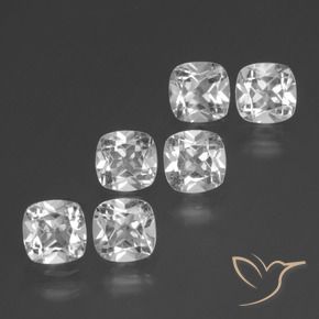 2.96 ctw White Topaz Stones, Natural Topaz in Cushion-Cut Shape for Sale