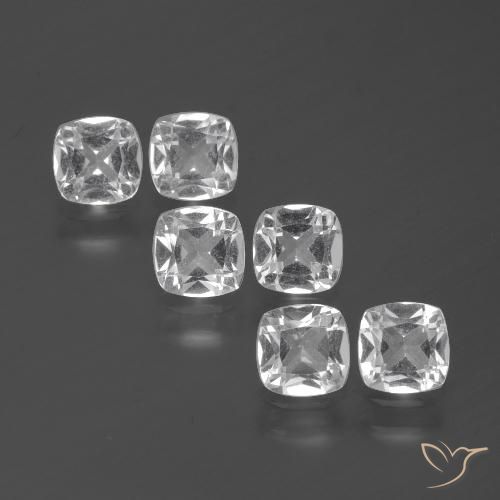 3.04 ct White Topaz, 4.6 x 4.6 mm Cushion Cut From Brazil, Photo A