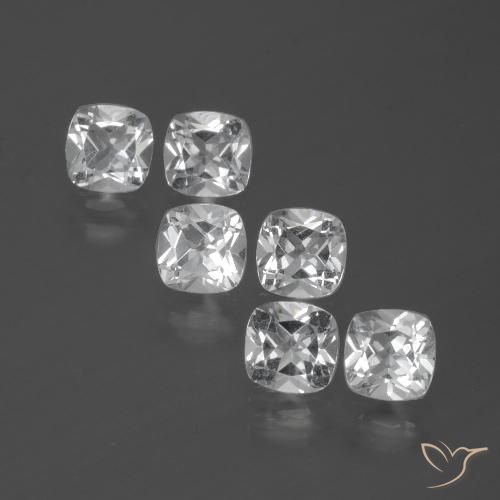 3.12ctw Natural Clear White Topaz, Cushion, VVS-VS