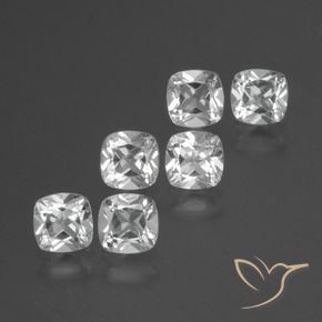 3.00 ctw White Topaz Stones, Natural Topaz in Cushion-Cut Shape for Sale
