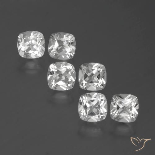 3.00ctw Natural White Topaz, Cushion, VVS-VS
