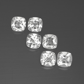 2.95 ctw White Topaz Gemstones, Topaz Gems in Cushion-Cut Shape for Sale.