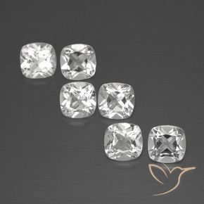 3.15 ctw White Topaz Stones, Natural Topaz in Cushion-Cut Shape for Sale