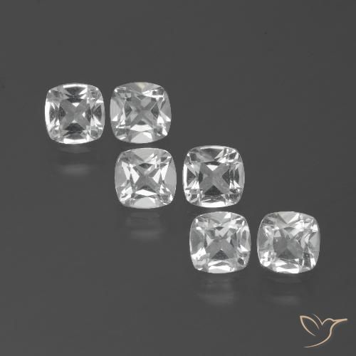 2.87 ct White Topaz, 4.6 x 4.6 mm Cushion Cut From Brazil, Photo A