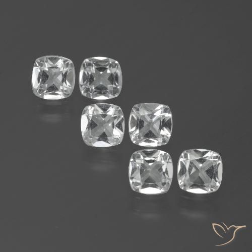 3.19 ct White Topaz, 4.6 x 4.5 mm Cushion Cut From Brazil, Photo A