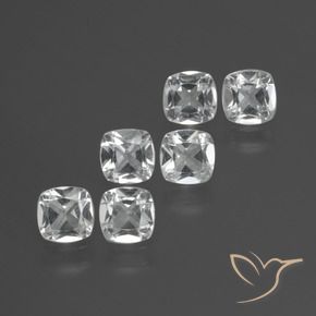 3.19 ctw White Topaz Stones, Natural Topaz in Cushion-Cut Shape for Sale