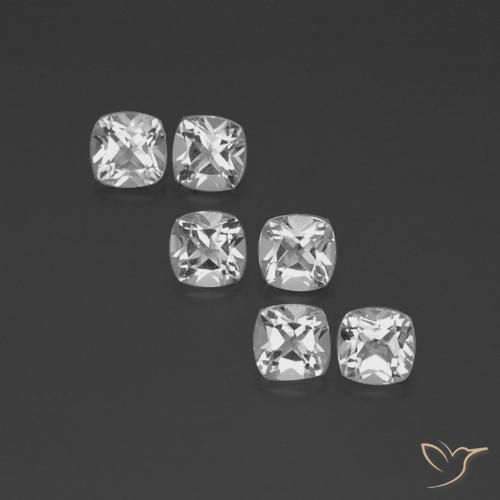 3.10ctw Natural Clear White Topaz, Cushion, VVS-VS