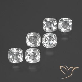 3.00 ctw White Topaz Stones, Natural Topaz in Cushion-Cut Shape for Sale