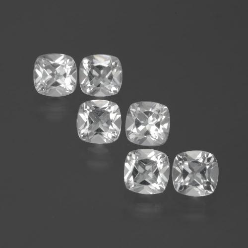 6pc Cushion White Topaz Lot from Brazil - Weight 2.86ct total / avg. 0.48ct each, Size 4.6 x 4.6mm, Color: White, Mohs Hardness 8 suitable for daily wear jewelry, Symbolizes Good Health, Photo A