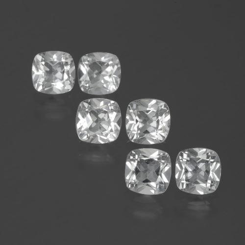 Lote de Topacio Blanco Forma Cojín de 6 piezas de Brasil - Peso 2,62 ct en total / promedio. 0,44 ct cada uno, Tamaño 4,6 x 4,6mm, Color: Blanco, Dureza Mohs 8 Adecuado para joyas de uso diario, Piedra natal de agosto tradicional, Photo A