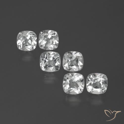 2.91 ct White Topaz, 4.6 x 4.6 mm Cushion Cut From Brazil, Photo A