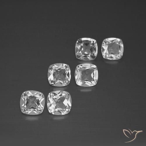 2.74 ctw White Topaz Gemstones, Topaz Gems in Cushion-Cut Shape for Sale.