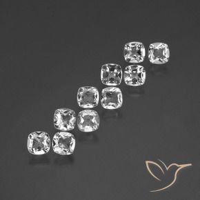 4.41 ctw White Topaz Stones, Natural Topaz in Cushion-Cut Shape for Sale
