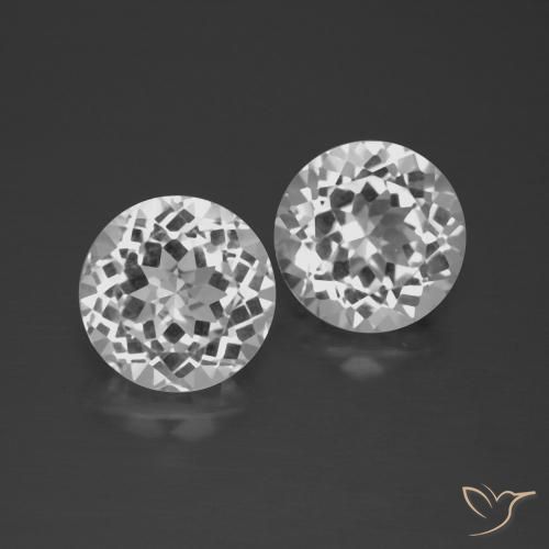 7 ct Loose White Topaz, 9 mm Round Cut From Brazil, Photo A