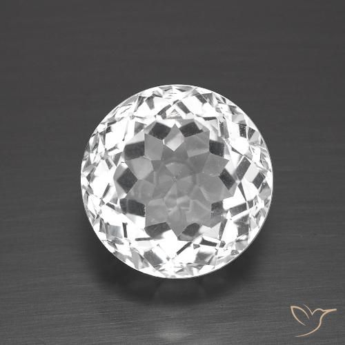 3.4 ct Loose White Topaz, 8.7 mm Round Cut From Brazil, Photo A