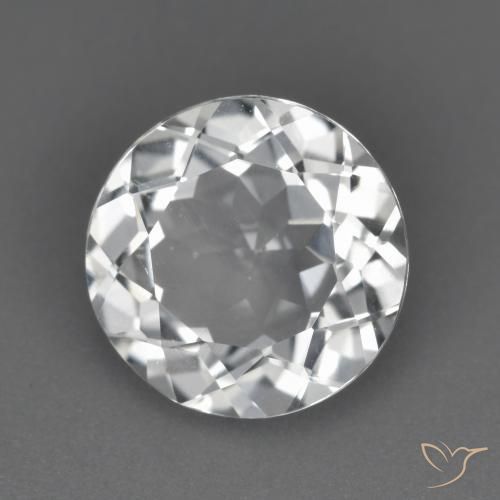 3.08 ct White Topaz Stone, Natural Topaz in Round Facet Shape for Sale